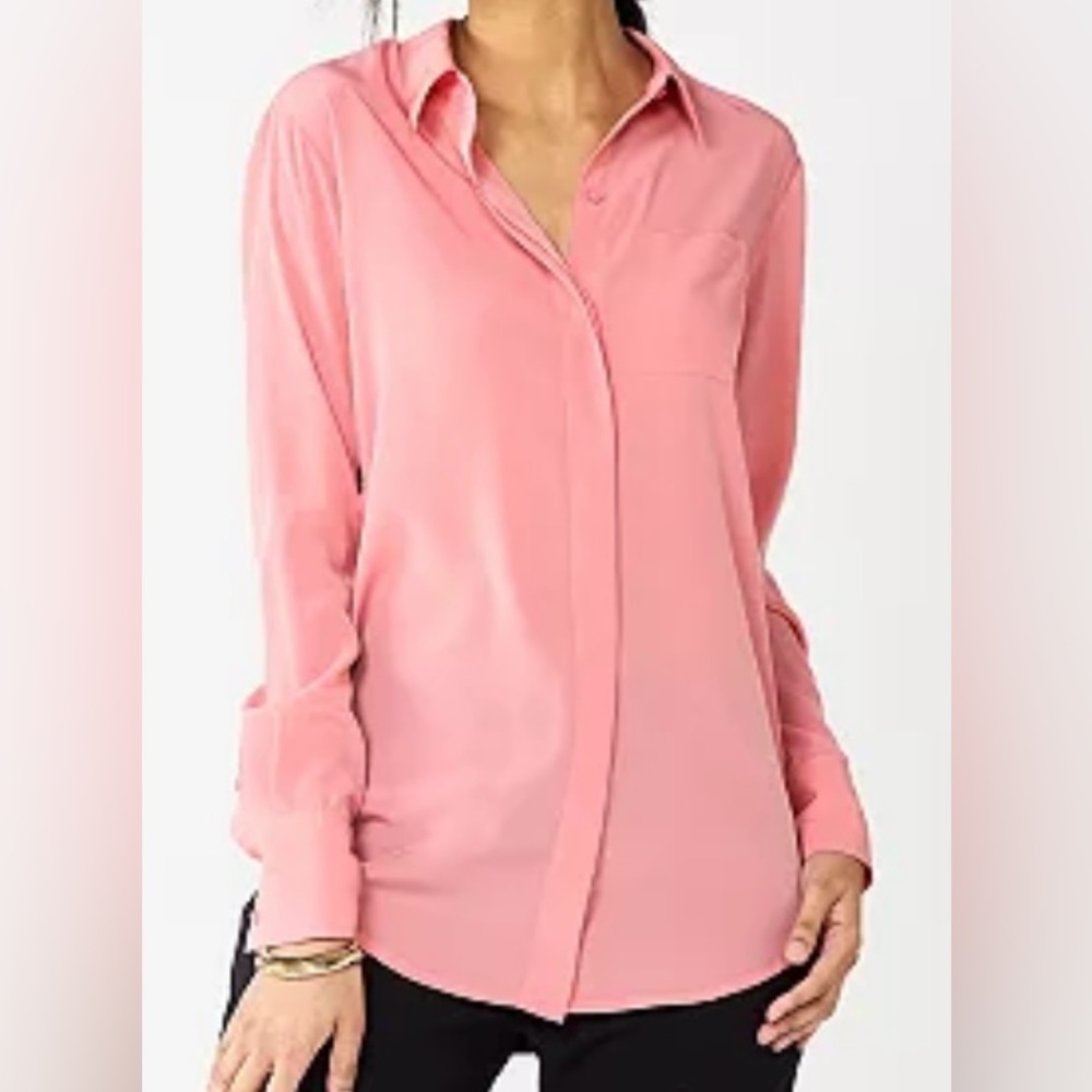Nine West Drapey Button Down Shirt Pink